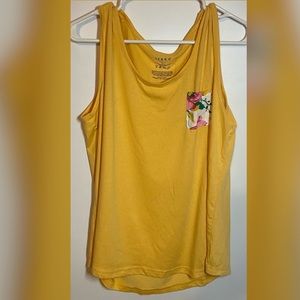 Serra Yellow Flowy Tank with Floral Pocket Size Large